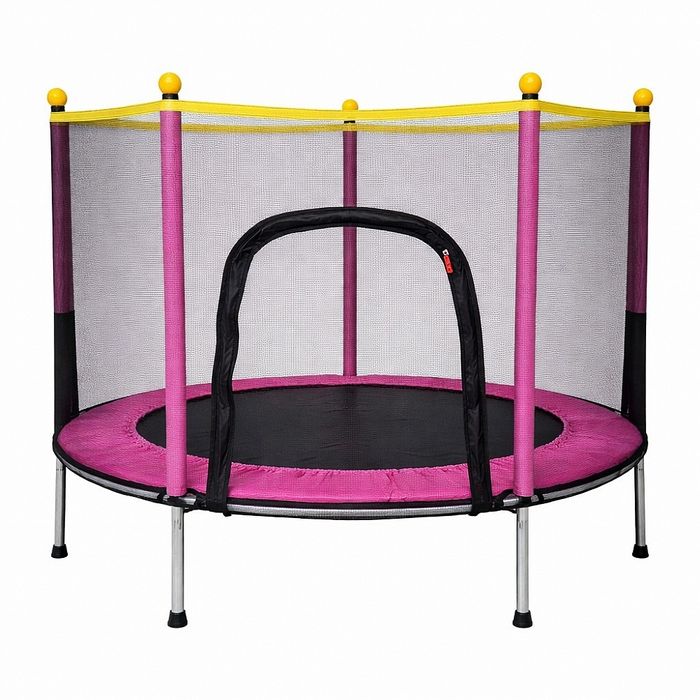 Батут дитячий Fitonix 140 см посилений із захисною сіткою. Рожевий.