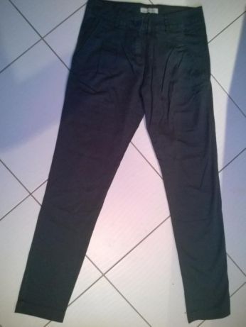 Spodnie BERSHKA r. 36 S granatowe jak. NOWE