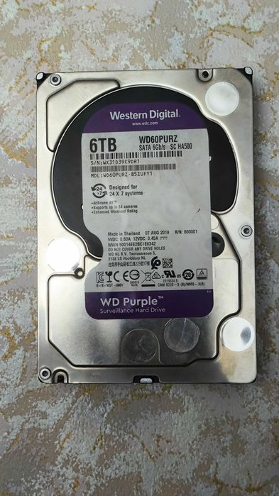 Жесткий диск HDD 6 тб WD Purple WD60PURZ-85ZUFY16