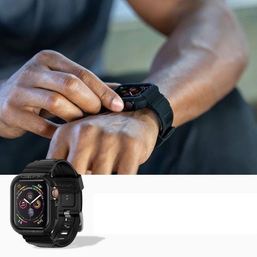 Etui z paskiem Spigen Rugged Armor Pro Apple Watch 45/44 mm, czarne