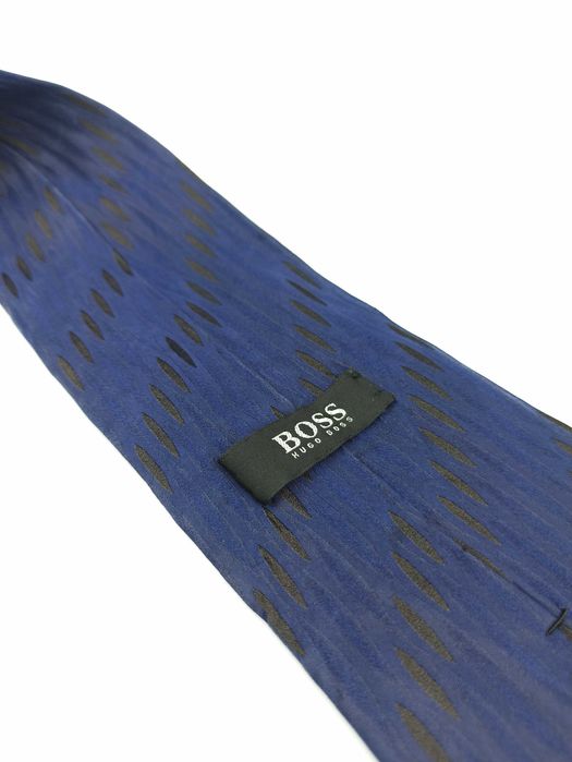 Hugo Boss granatowy niebieski jedwabny krawat ulu56