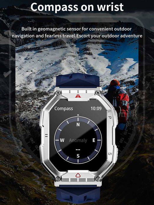 Смарт часы. VWAR KR82 PRO. NFC. Compass. 1000mAh.LED-фонарик Барометр