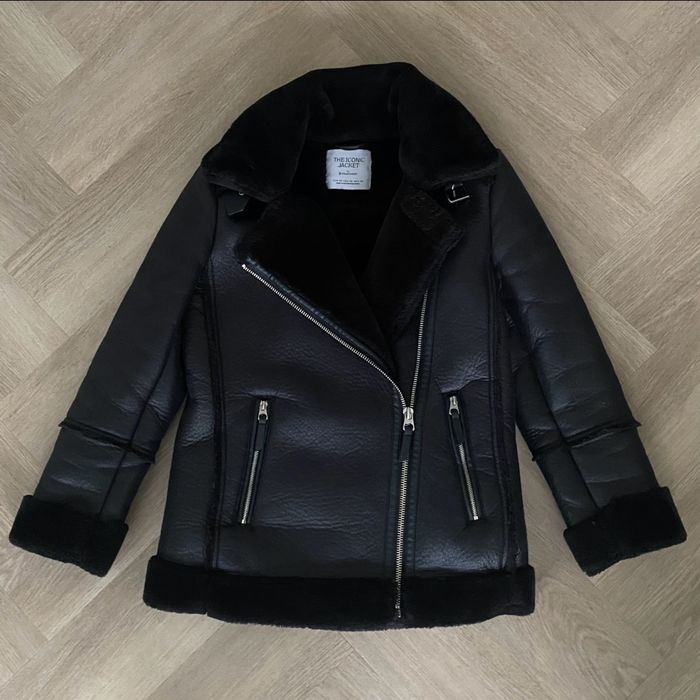 Kurtka Stradivarius zimowa czarna z kożuszkiem futerko XS