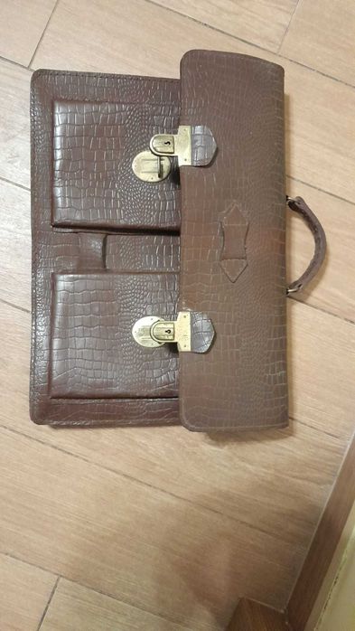 Teczka aktówka z lat 60 ze skóry