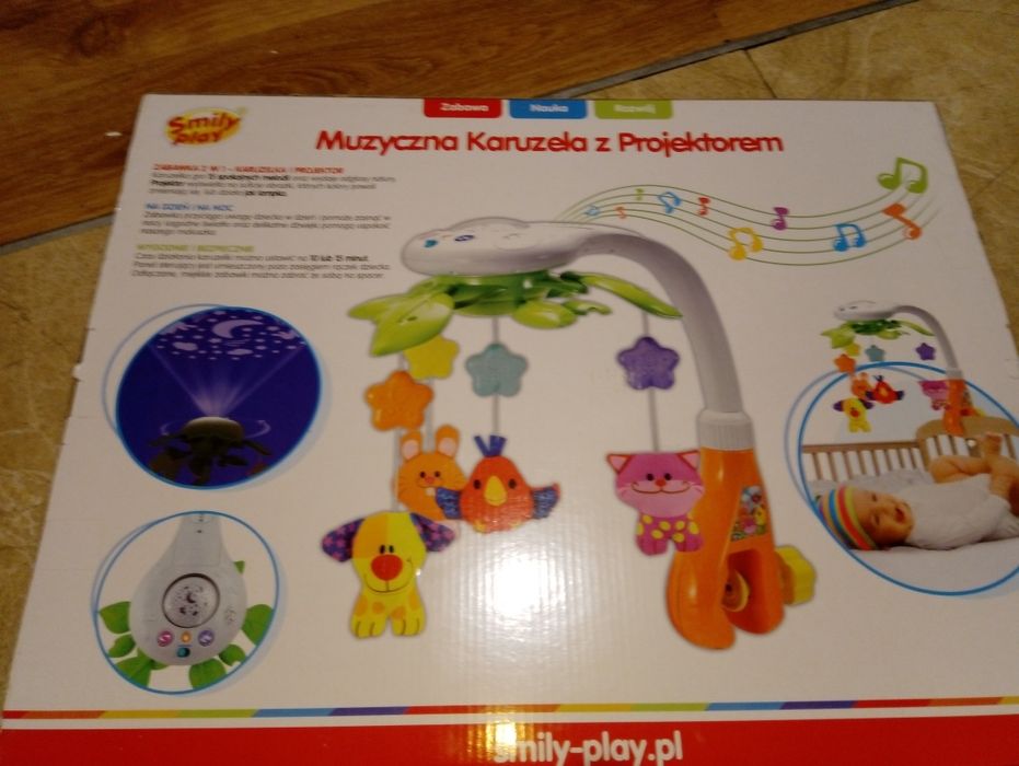 Karuzela grająca dla niemowląt z projektem Smily Play. Ostatnia sztuka
