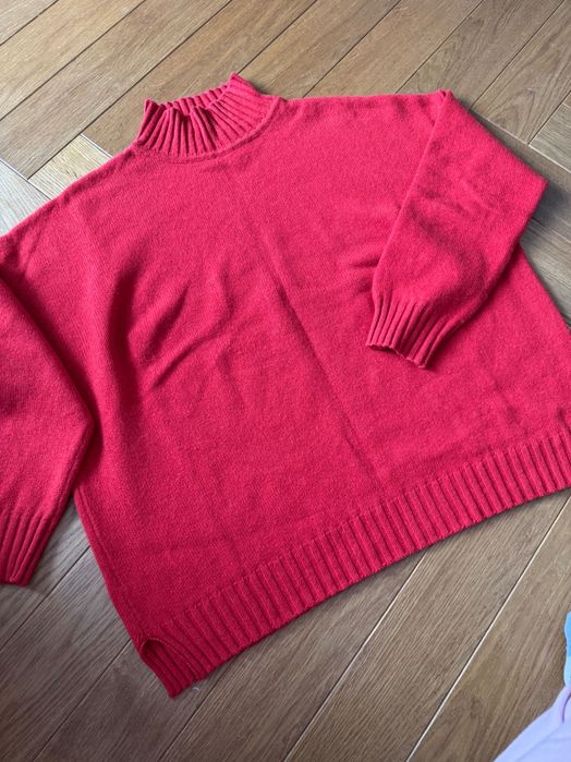 Collectif mon Amour oversize sweter z golfem czerwony kaszmirowy