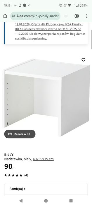 Nadstawka na regał Billy