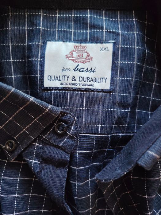 Granatowa koszula męska biała kratka XXL