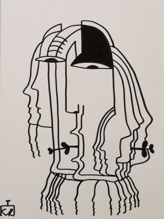 Grafika w ramie obraz abstrakcja surrealizm minimalizm japandi boho