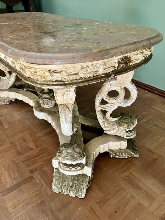 Mesa de Apoio Sala com tampo de mármore (anos 70)