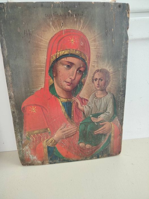 Икона Богородица Тихвинская старинная церковная