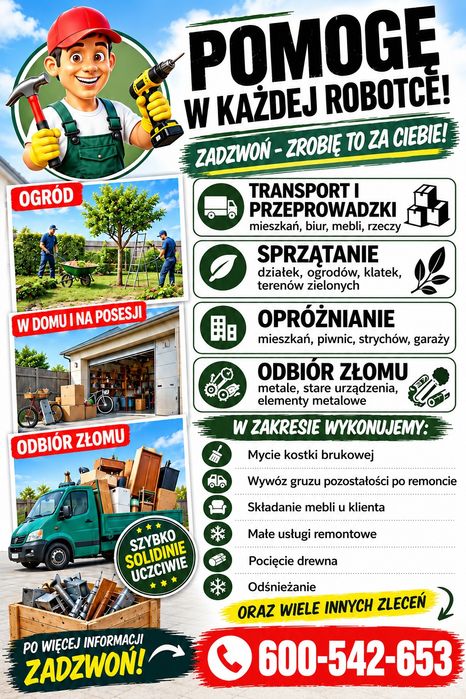 Transport/ sprzątanie/ utylizacja/odbiur złomu
