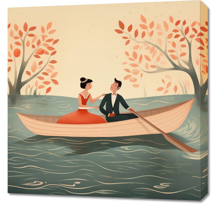Obraz 70x70cm Romantyczna Eskapada po Rzece