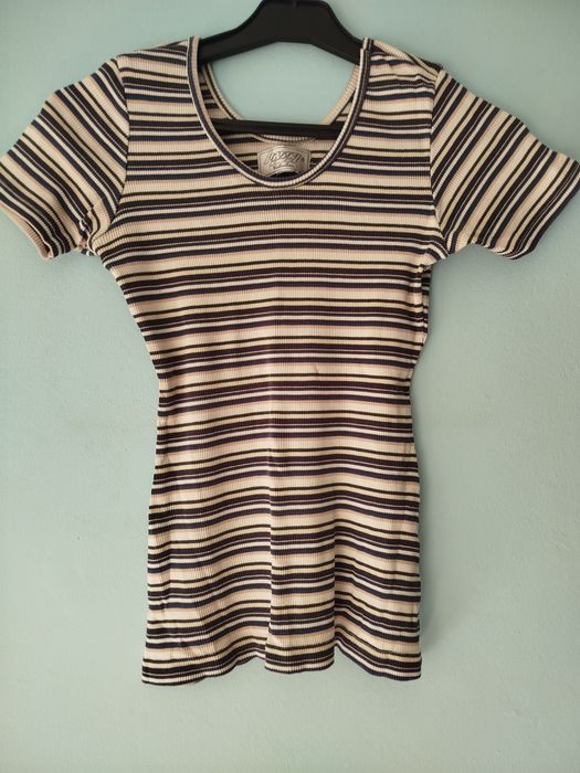 Prążkowana bluzka w paski Vintage 90s Y2K Topsecret Collection ,S