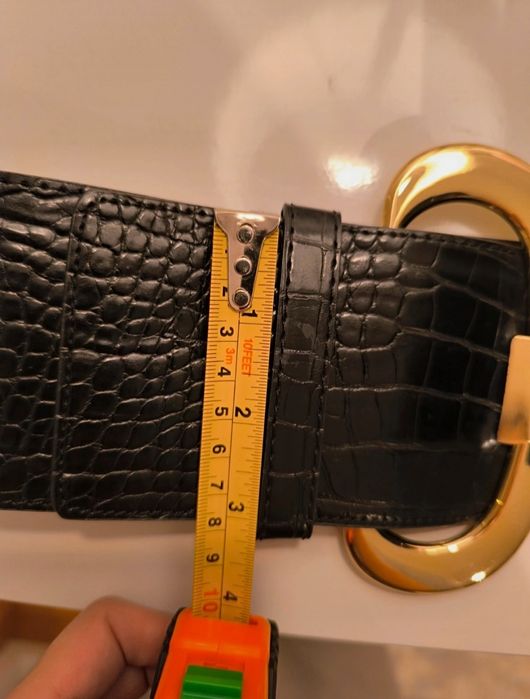 Pasek z klamrą szeroki mango