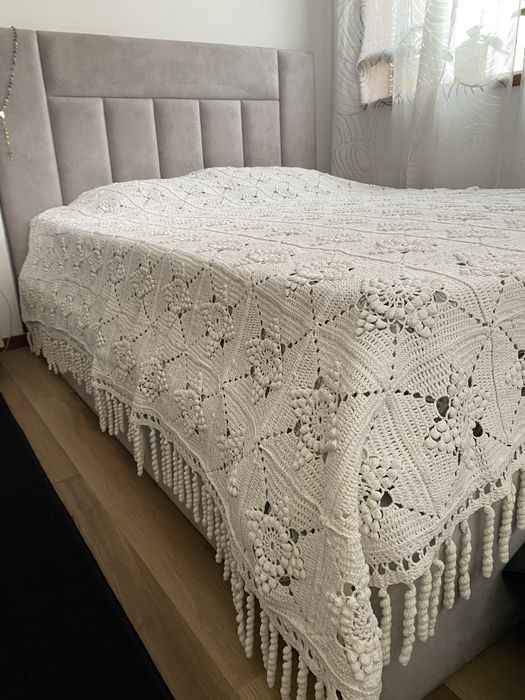 Colcha cama crochê