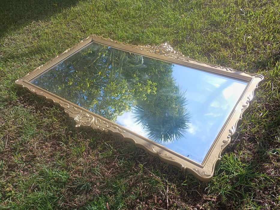 Espelho decorativo retangular, moldura talha dourada de estilo clássic