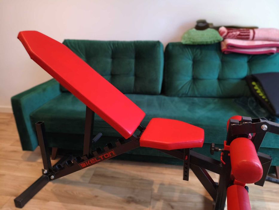 Ławka do ćwiczeń Kelton Heavy + modlitewnik + stacja na nogi + drążek