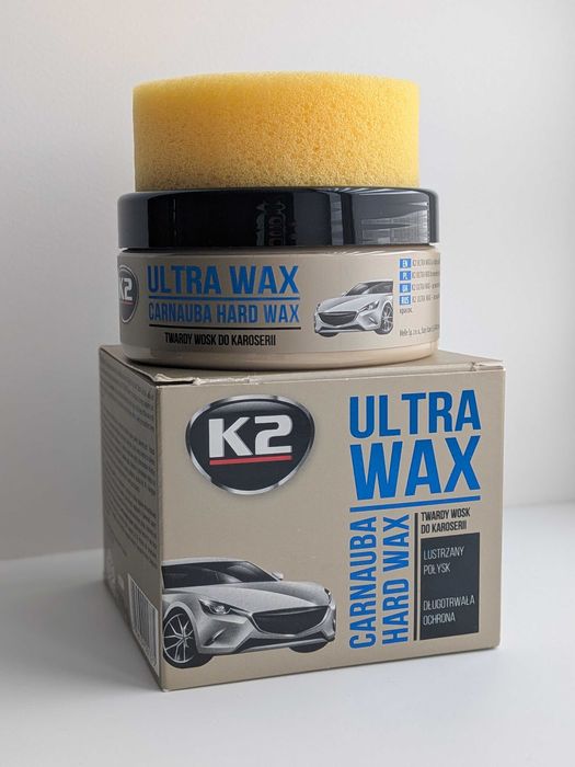 Поліроль, воскова паста для кузова K2 Ultra Wax з губкою 250 г