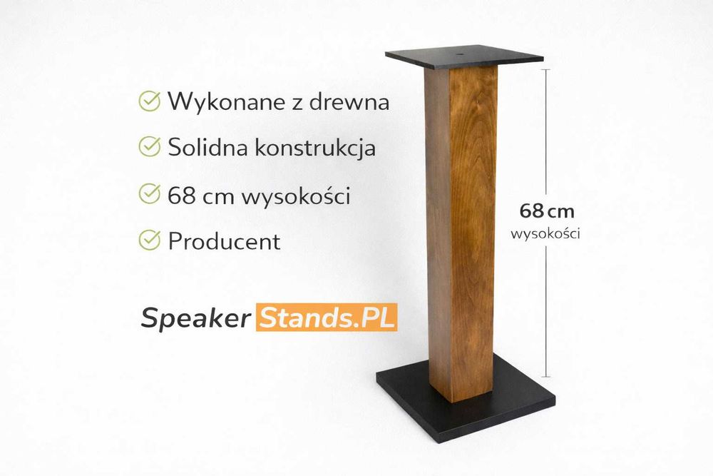 Podstawki pod kolumny audio drewniane – stabilne stojaki stereo 68cm