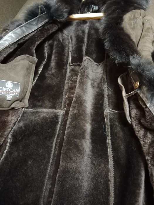 Дубленка темно-коричневая, размер М