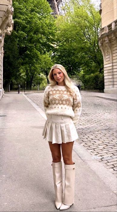 Zara sweter kremowy print s 36 boho