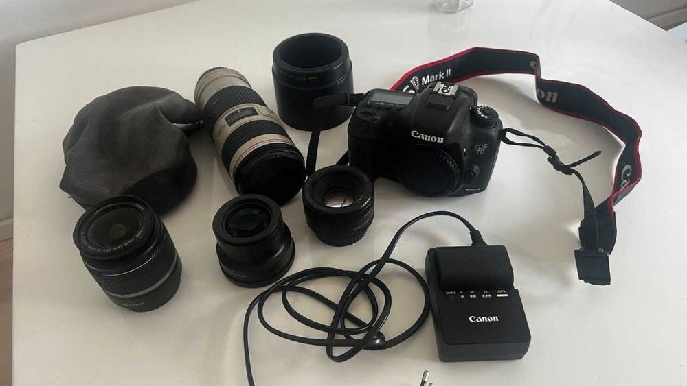 Canon EOS 7D Mark II z obiektywami i ładowarką