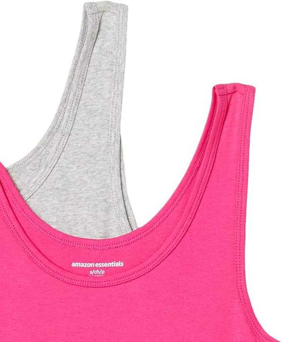 Zestaw Dwóch Damskich Podkoszulek AMAZON ESSENTIALS S Różowa Szara