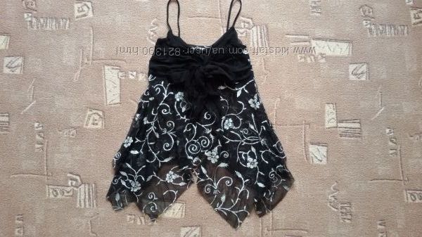 Туника пеньюар пляжная, женская, чёрная, с серебристым напылением.