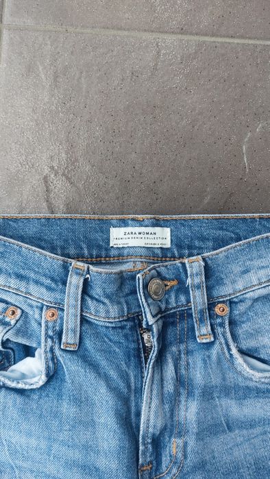 Spodnie jeansy proste przetarcia Zara XS 34