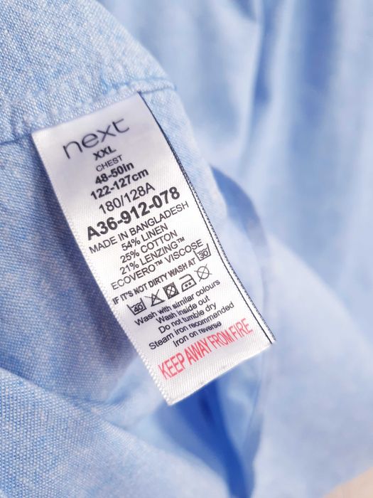 Niebieska lniana koszula męska Next 2XL