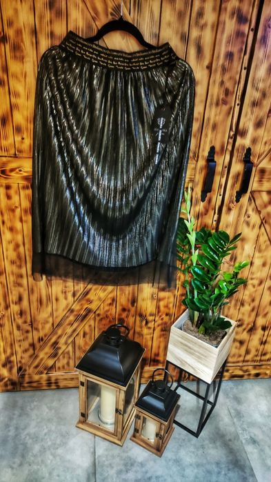 Spódnica maxi złota plisowana czatny tiul