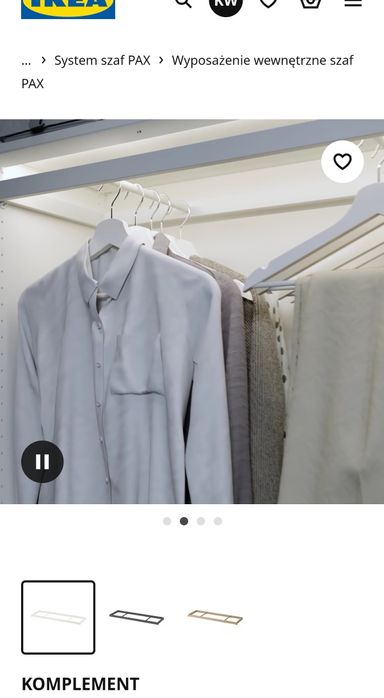 Drążek do ubrań ikea komplement 100x36 pax