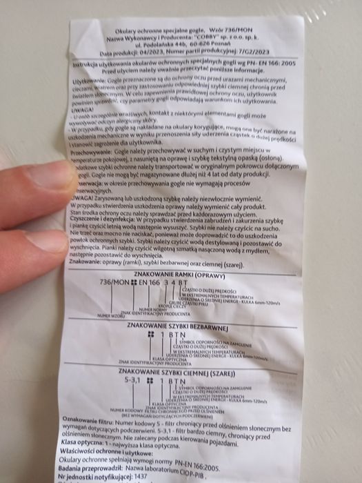 NOWE Gogle Ochronne Wojska Polskiego Cobby 736/ MON Olive Oryginał Now