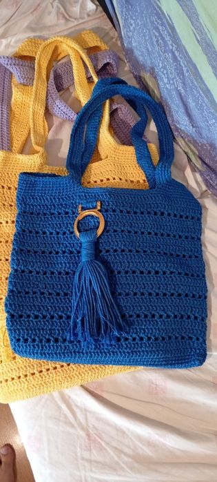 Sacos em crochê barbante