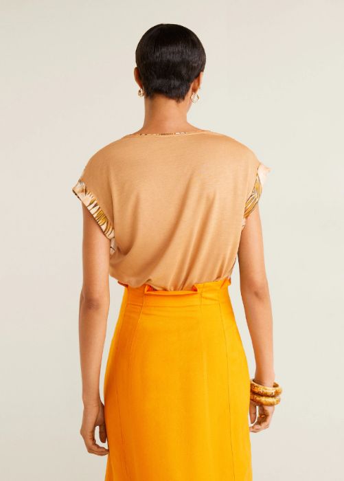 Nowa elegancka satynowa bluzka z botanicznym wzorem MANGO M 38 tshirt