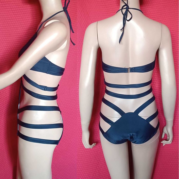 купальник монокіні смужки суцільний халтер басейн море сексі стрип