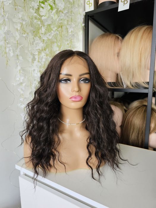 Peruka premium Iga fale natutlany brąz z refleksami 55 cm lace front