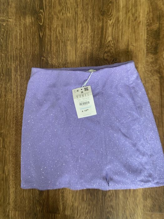 Brokatowa Fioletowa Spódniczka Pull&Bear S Viral Sylwester Impreza Hit