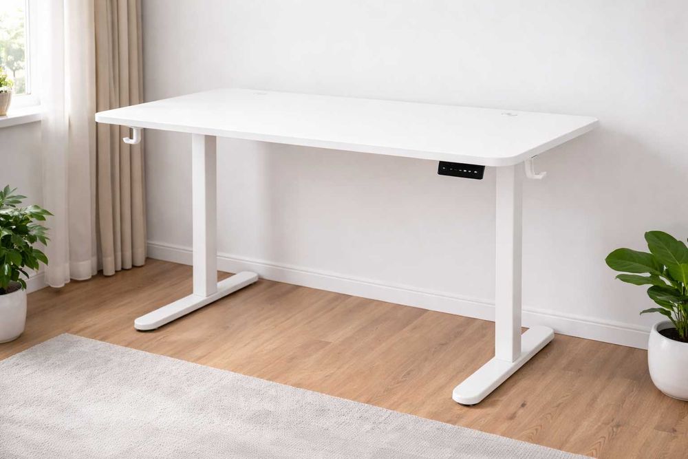 NOWE Biurko Elektryczne Podnoszone Białe 120x60cm Regulowane 72-118cm