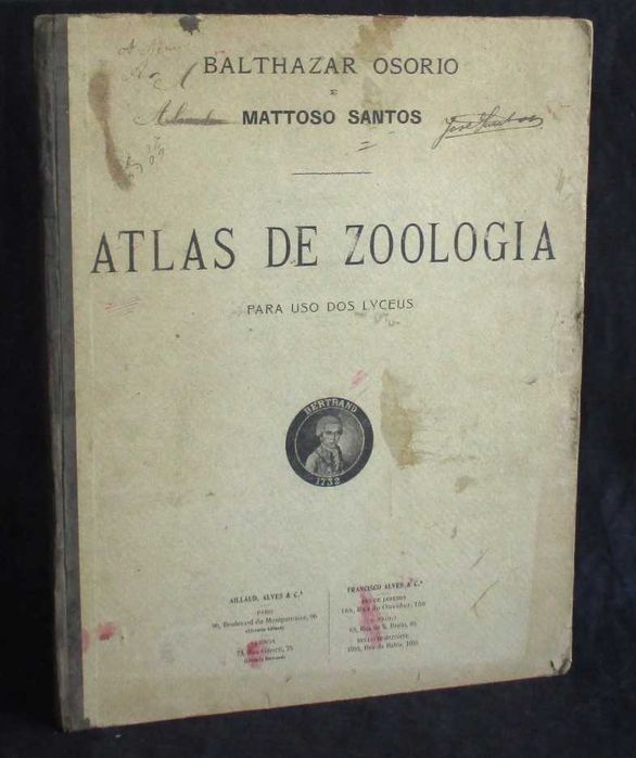Livro Atlas de Zoologia Baltazar Osório e Mattoso Santos