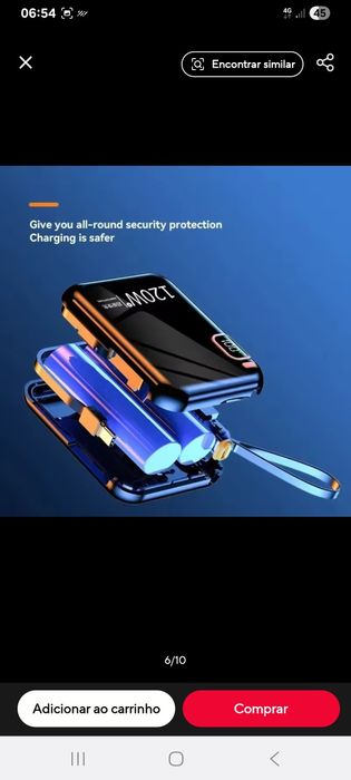 Mini powerbank portátil 120W para telemóvel de carregamento rápido.
Á prova de água. 

Com entrada Typ C e saída Typ C. 
Nova na caixa original a estr