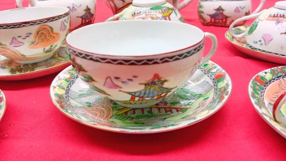 Serviço de chá porcelana de Macau