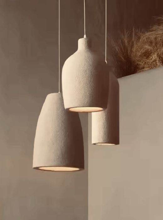 Zestaw 3 lamp wiszących beż loft boho nowe