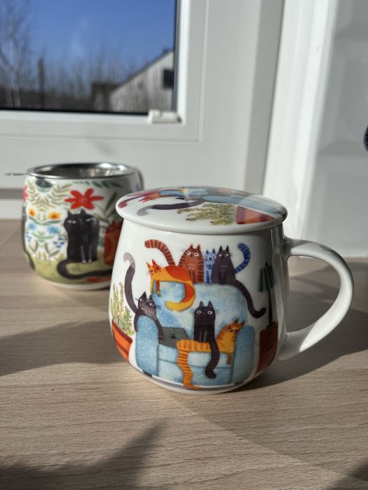 Kubki z kotami z zaparzaczem
