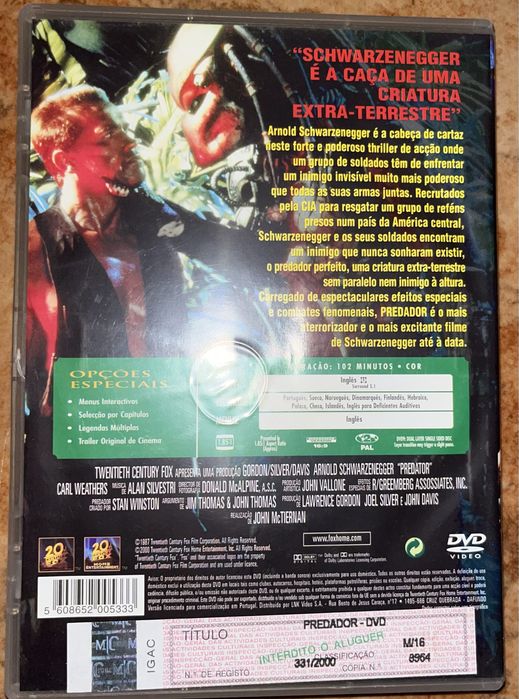 Dvd predador - schwarzegger