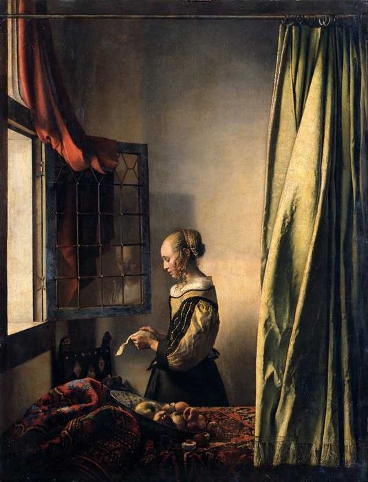 Tela bordada à mão. Reprodução da pintura de Johannes Vermeer