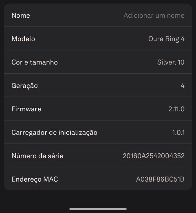 Oura ring 4 tamanho 10