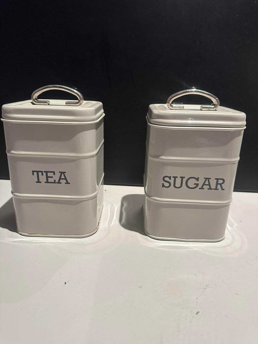 Metalowe puszki pojemniki z uchwytem na herbatę, cukier