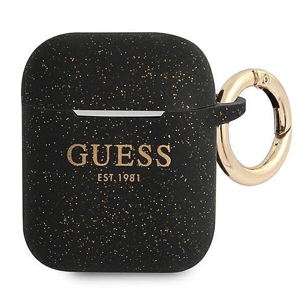 Etui Guess Silicone Glitter na AirPods 1/2 - czarne